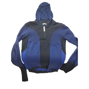 Adidas Stella McCartney Hoodie Womens Large Blue Black Knit Half Zip Athletic
